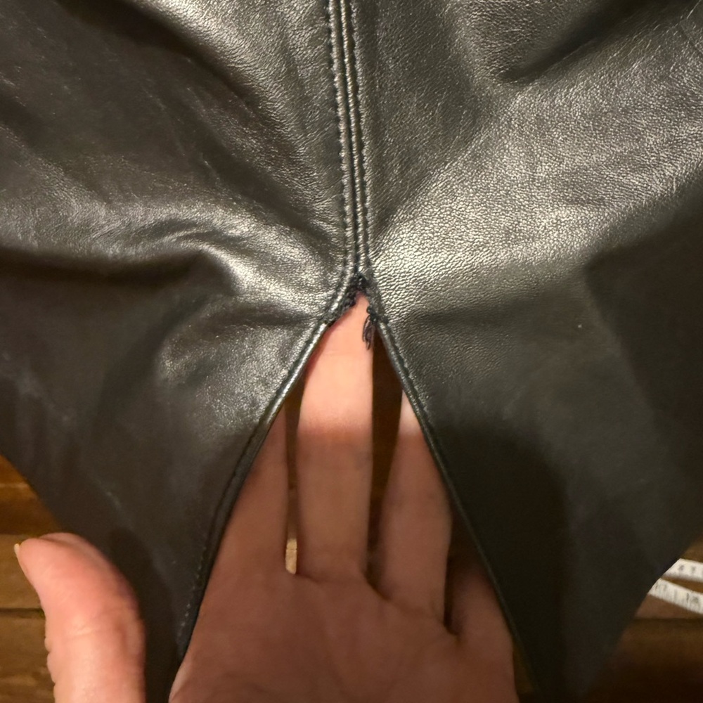 Lord & Taylor Metallic Leather Skirt - Picture 7 of 10